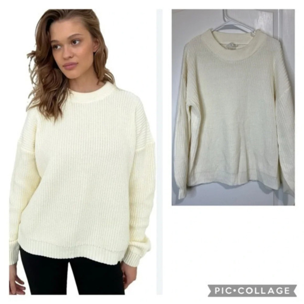 Andree by unit Knitted Long Sleeve Casual Soft Pullover Round sweater size L
